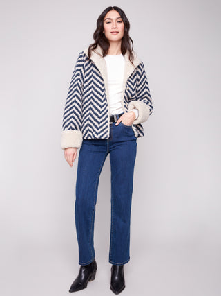 Chevron Sherpa Short Coat