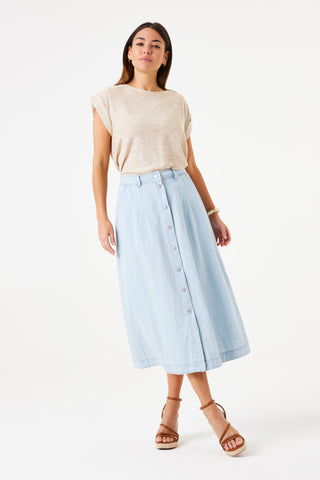 Marta Tencel Denim Button Front Maxi Skirt