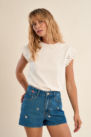 Belle Flower Denim Short