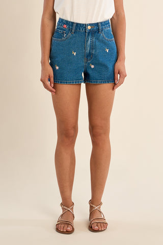 Belle Flower Denim Short