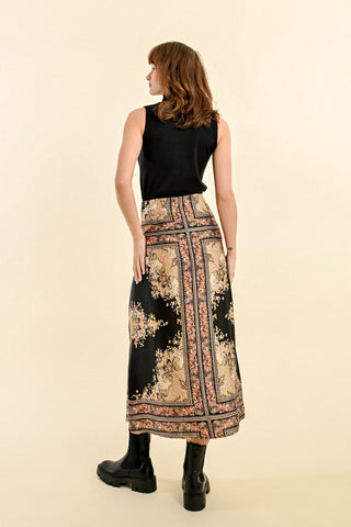 Sofia Paisley Print Satin Skirt