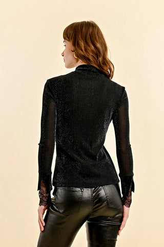 Ivana Sparkle Mesh+Lace Top