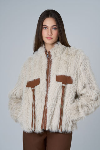 Faux Fur Tassel Pocket Jacket