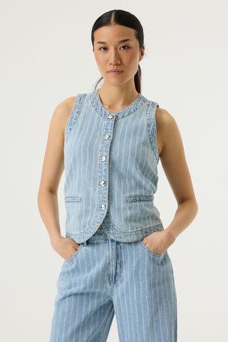 Guilia Pinstripe Denim Vest