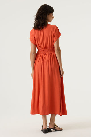 Ofelia Linen Blend Ruched Waist Shirt Dress