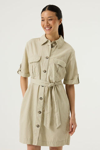 Agueda Linen Blend Button Shirt Dress