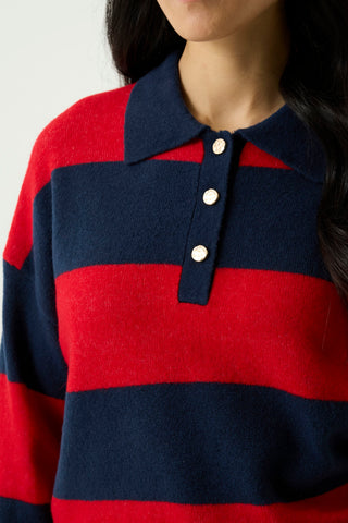 Risa Collared Striped Sweater