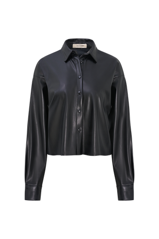 Cropped Faux Leather Blazer