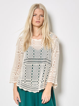 Fina Bella Crochet Bell Sleeve Sweater