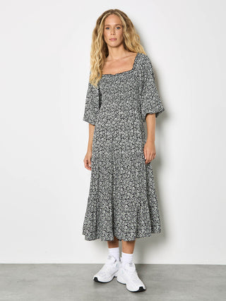 Tiered Smocked Ditsy Midaxi Dress