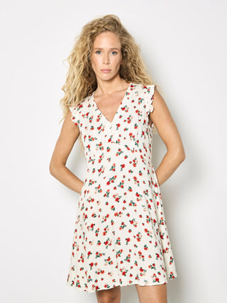 Empire Frill Sleeve Ditsy Mini Dress