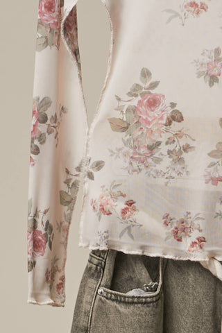 Vintage Floral Mesh Layered Top