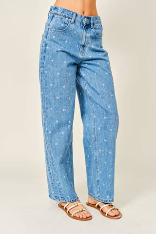 Polka Dot Loose Straight Denim
