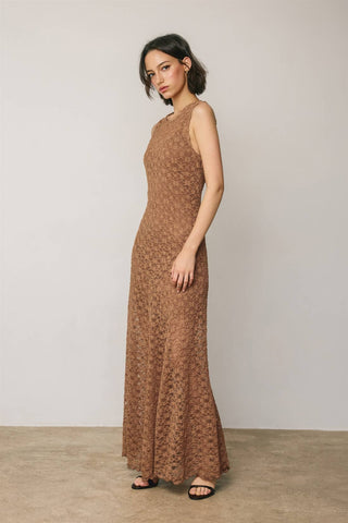 Sleeveless Crew Lace Maxi Dress