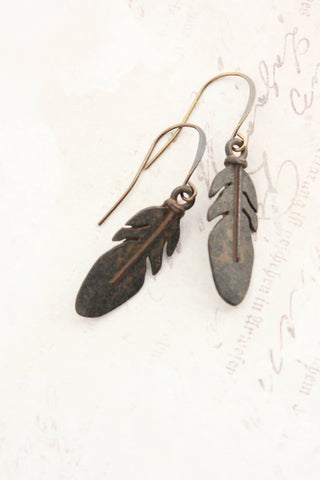 Feather Earrings | Rustic Brown Boho Earrings