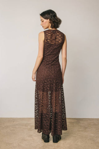 Sleeveless Crew Lace Maxi Dress