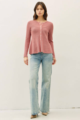 Ribbed Cotton Peplum Cardigan