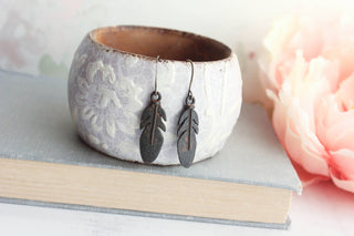 Feather Earrings | Rustic Brown Boho Earrings