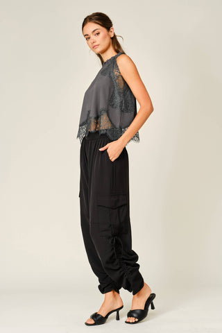 Cinch Side Cargo Lounge Dress Pants