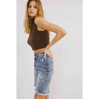 Ultra High Rise Bermuda Jean Shorts