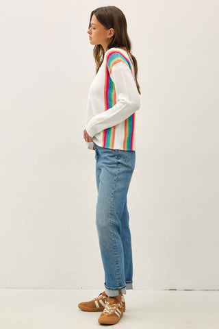Wool Blend Rainbow Stripe Sweater