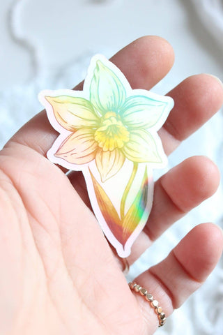 Birth Flower Holographic Vinyl Stickers