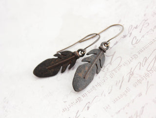 Feather Earrings | Rustic Brown Boho Earrings
