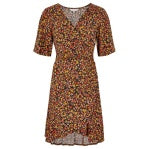 Side Ruch Ditsy Wrap Dress