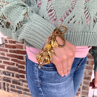 Vintage Inspired Gilded Charm Bracelet