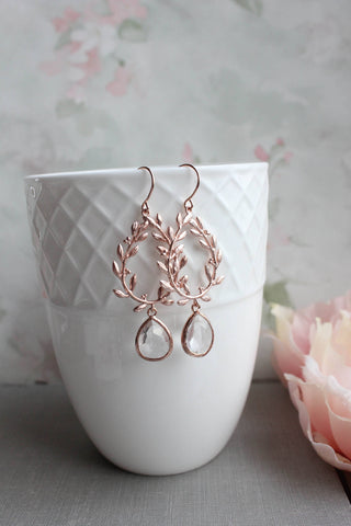 Rose Gold Laurel Wreath Earrings