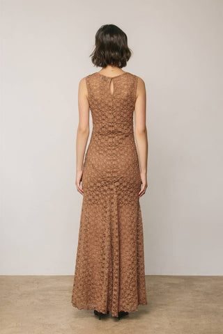 Sleeveless Crew Lace Maxi Dress