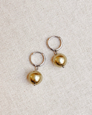 Czech Glass Round Pearl Hoop Earrings