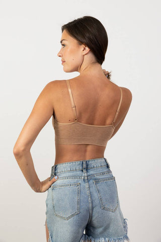 COMFY! Ultra Soft Lace Trim Ribbed Padded Seamless Bralette