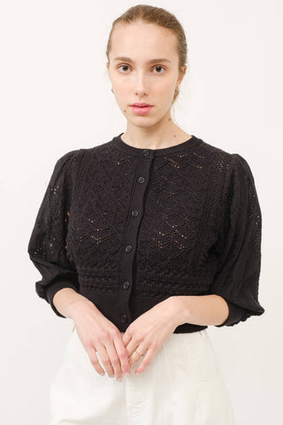 Hendry 3/4 SLEEVEMixed Cotton Eyelet Sweater
