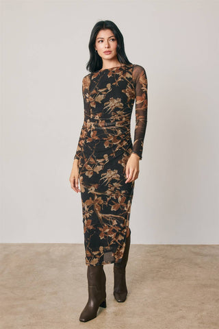 Aurelia Floral Mesh Midi Dress