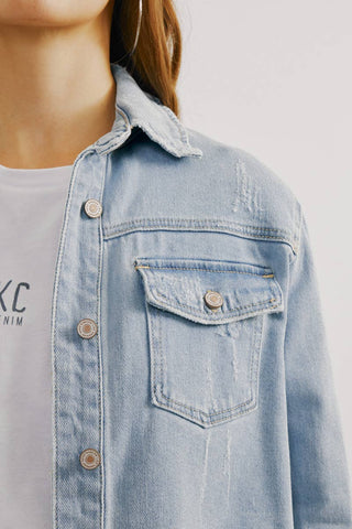 Light Wash Denim Shirt Jacket