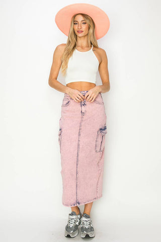 Utility Pink Dyed Maxi Skirt