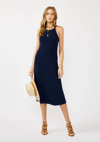 Sleeveless Knit Midi Dress with Back Diamond Cutout