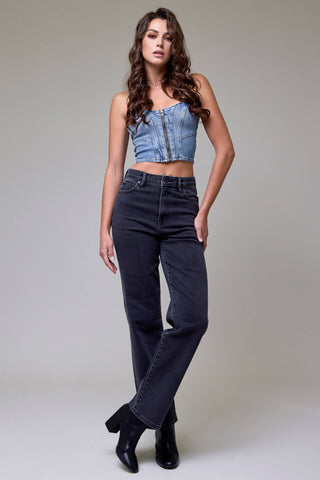 Charcoal Wash Clean Stretch High Rise Classic Straight