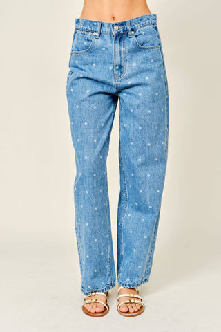 Polka Dot Loose Straight Denim