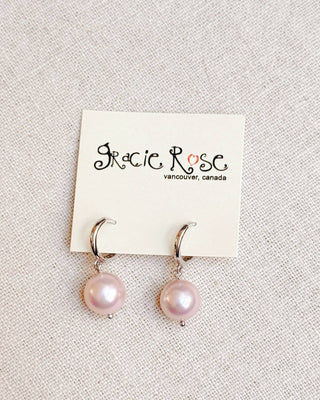Czech Glass Round Pearl Hoop Earrings