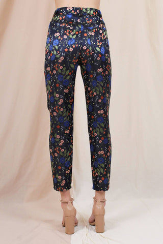 Floral Print Straight Ankle Pant