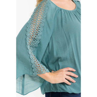 Faye Crochet Sleeve Peasant Blouse