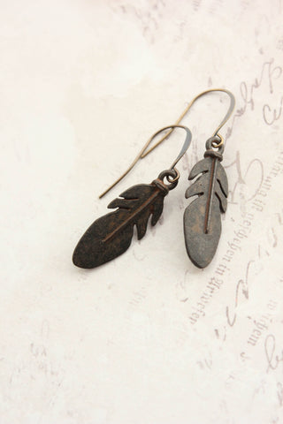 Feather Earrings | Rustic Brown Boho Earrings
