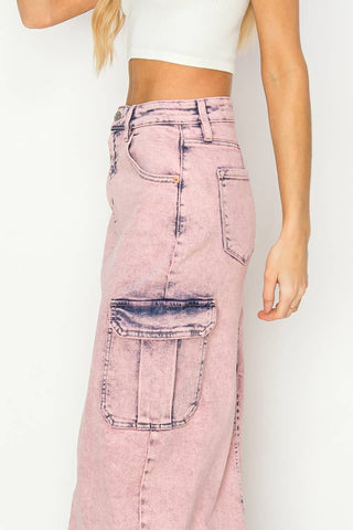 Utility Pink Dyed Maxi Skirt