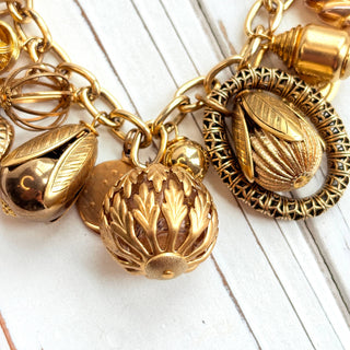 Vintage Inspired Gilded Charm Bracelet