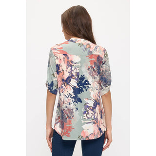 Emeline Roll Sleeve Half Button Top