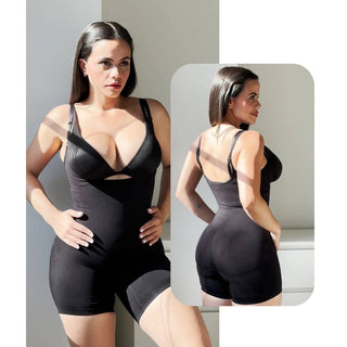 SHAPERX Women's Bodysuit Tummy Control Shapewear Open Bust Thigh Slimmer Seamless Body Shaper