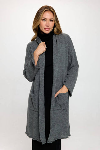 Wool Blend Draped Cardigan with Pockets