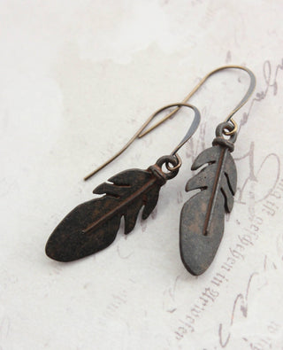 Feather Earrings | Rustic Brown Boho Earrings